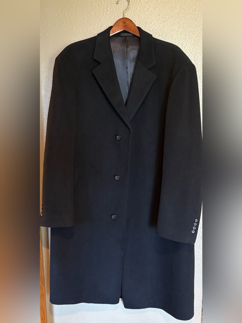 Andrew Fezza Black Men's Wool Full Length Dress Coat
